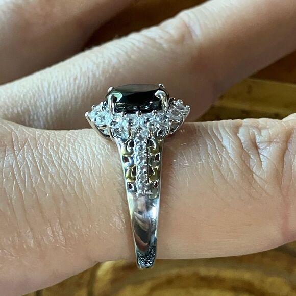 Natural Shungite Sterling Silver Ring Size 8 - Picture 3 of 9